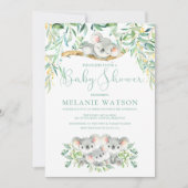 Koala Struik Baby Baby Douche Uitnodigingen (Voorkant)