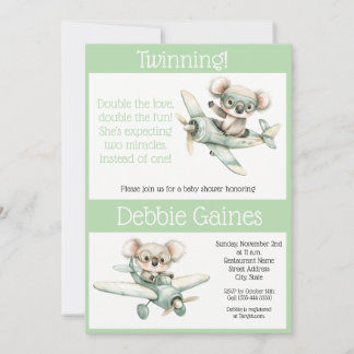 Koala Tweeling Baby Shower Uitnodiging | Geslachts