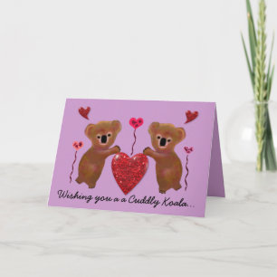 Koala Valentijn Hearts Cards Feestdagen Kaart