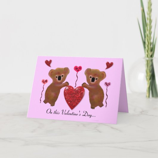 Koala Valentijn Hearts Kaarten (Voorkant)