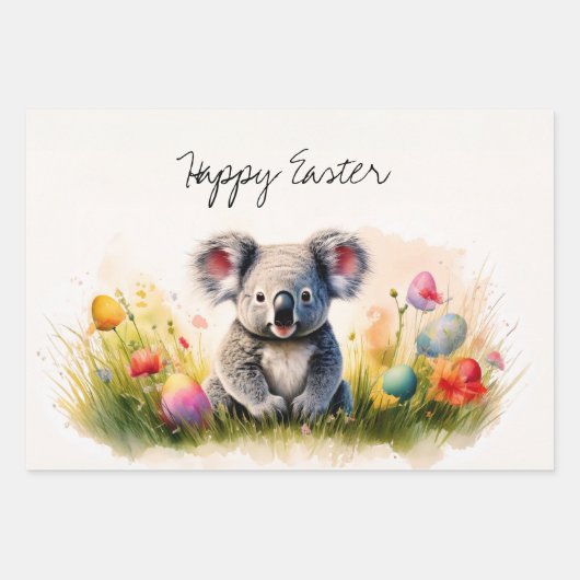 Koala veld van paaseieren Happy Easter Inpakpapier Vel (Voorkant 2)