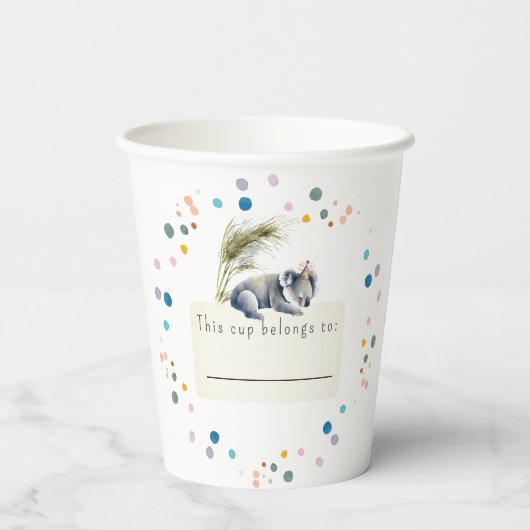 Koala Verjaardag Papier Cups Papieren Bekers (Achterkant)