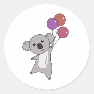 Koala vliegt met ballonnen kinder zoete dieren ronde sticker
