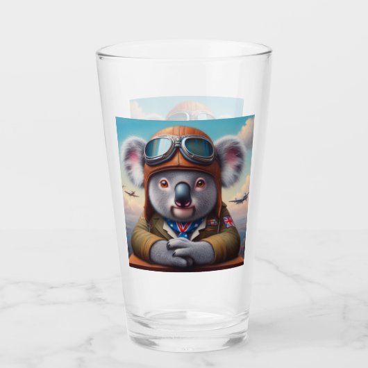 Koala Vliegtuigpiloot Glas (Voorkant)