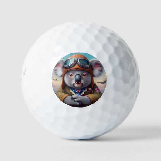 Koala Vliegtuigpiloot Golfballen (Voorkant)