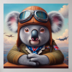 Koala Vliegtuigpiloot Poster