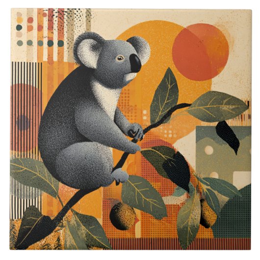 Koala zittend in een boom tegeltje (Voorkant)