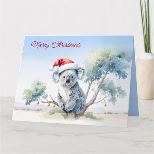 Koala zittend in een gombboom vrolijk kerstfeest kaart