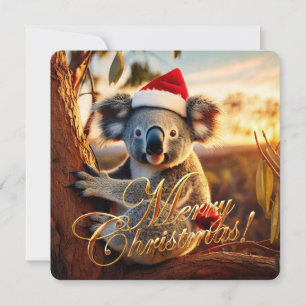 Koala zittend in Gumtree Vrolijk Kerstfeest Feestdagenkaart