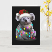 Koala zittend met kerstlichtjes Kerstseizoen Kaart (Gele Bloem)
