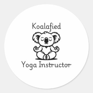 Koalafied Yoga Teacher, Cute Meditating Koala Bear Ronde Sticker