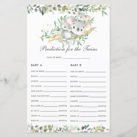 Koalas Baby Green Prediction voor Twins Activiteit (Voorkant)
