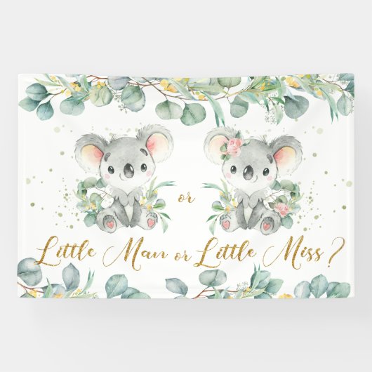 Koalas Greenery Gender onthullen Backdrop Man Spandoek (Horizontaal)