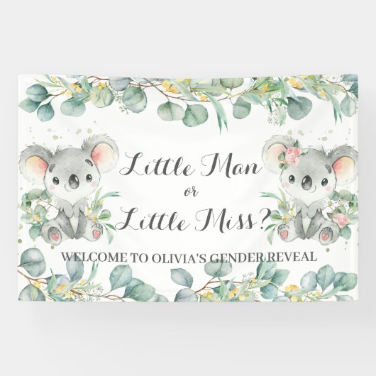 Koala's Groene Geslacht Reveal Welkom Achtergrond Spandoek (Horizontaal)