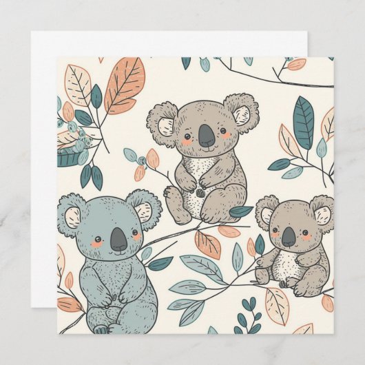 Koalas in Bloom Nursery Flat Kaart (Voorkant / Achterkant)