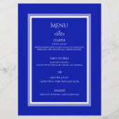 Kobalt blauw aanpasbaar menu voor bruiloft (Voorkant)