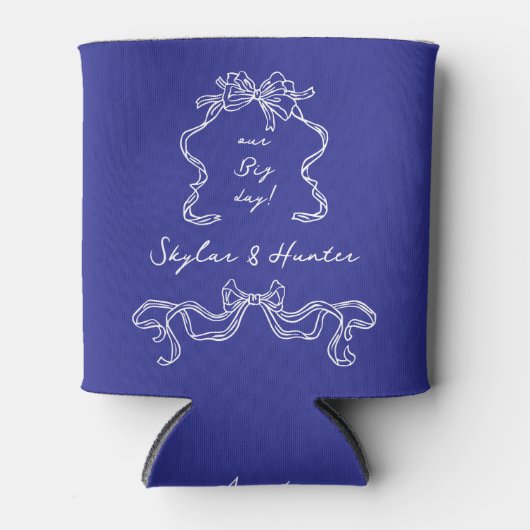 Kobalt Blauw Boho Bow La Dolce Vita Retro Wedding Blikjeskoeler (Voorkant)