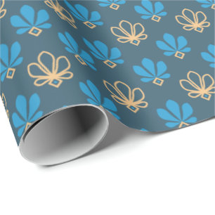 Kobalt Blauw en Goud Fleur Gift Wrap – Majestic Cadeaupapier