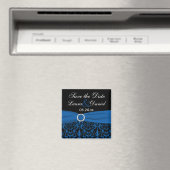 Kobalt Blauw en Zwart Damask Sla de Datummagneet o Magneet (Insitu (Vaatwasser))