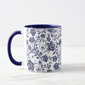 Kobalt Blauw met Rozen Mok