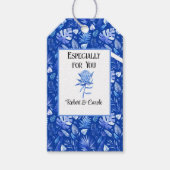 Kobalt Blauw op Blauwe Protea Bloem Matching Cadeaulabel (Voorkant)