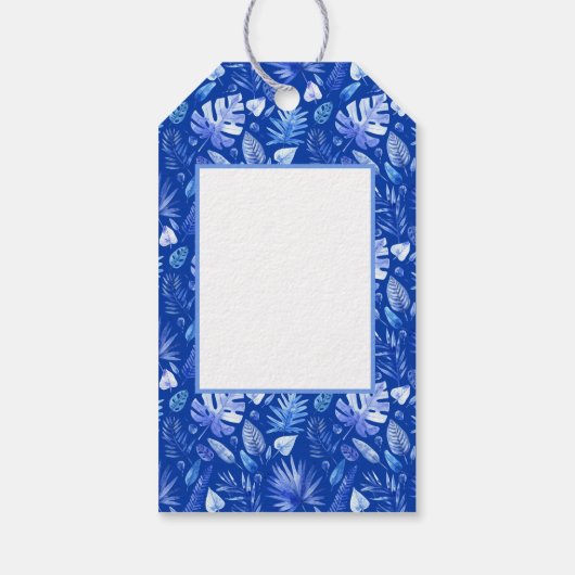 Kobalt Blauw op Blauwe Protea Bloem Matching Cadeaulabel (Achterkant)