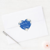 Kobalt blauw witte bloemen hart dank u bruiloft hart sticker (Envelop)