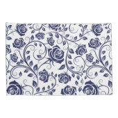 Kobalt Blauwe Rozen Kussensloop (Achterkant-Rechts)