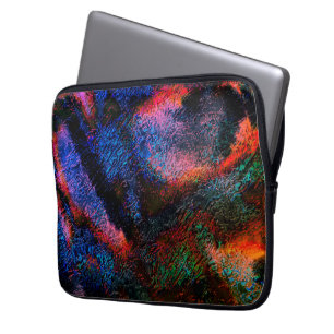 Kobalt blauwe spatten met kleurrijke, roodhete tex laptop sleeve