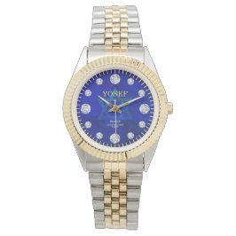 Kobalt Blauwe Ster van David Diamond Dial Aangepas Horloge