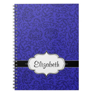 Kobalt Blauwe Tudor Tuin Bloemen Damast Notitieboek
