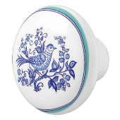 Kobalt Blue Bird met Border Keramische Knop (Rechts)
