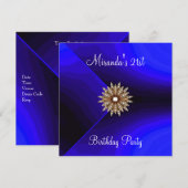 Kobalt Blue Black Abstract 21st geboortedag Kaart (Voorkant / Achterkant)