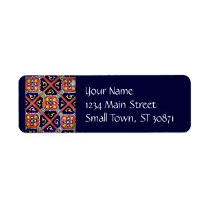 Kobalt Blue Burnt Oranje SouthWestern Tile Design Etiket