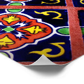 Kobalt Blue Burnt Oranje SouthWestern Tile Design Poster (Hoek)