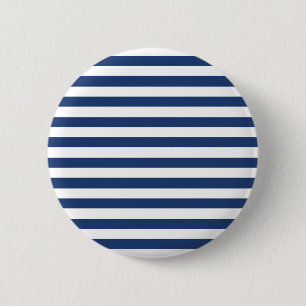 Kobalt Blue en Horizontal White Stripes Pattern Ronde Button 5,7 Cm