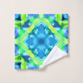 Kobalt Blue en Lime Green Tie Dye Pattern Bad Handdoek (Wasdoekje)
