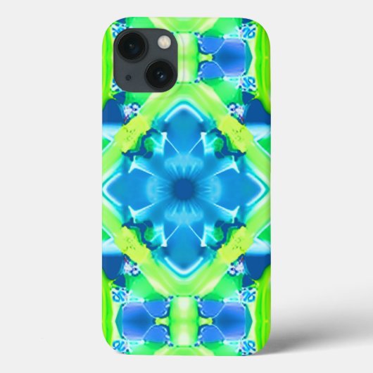 Kobalt Blue en Lime Green Tie Dye Pattern Case-Mate iPhone Case (Achterkant)