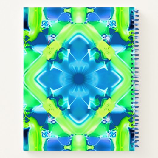 Kobalt Blue en Lime Green Tie Dye Pattern Journal Notitieboek (Achterkant)