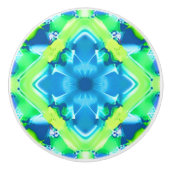 Kobalt Blue en Lime Green Tie Dye Pattern Keramische Knop (Voorkant)