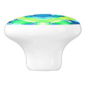 Kobalt Blue en Lime Green Tie Dye Pattern Keramische Knop (Zijkant)