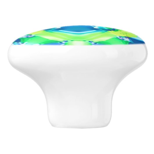 Kobalt Blue en Lime Green Tie Dye Pattern Keramische Knop (Zijkant)