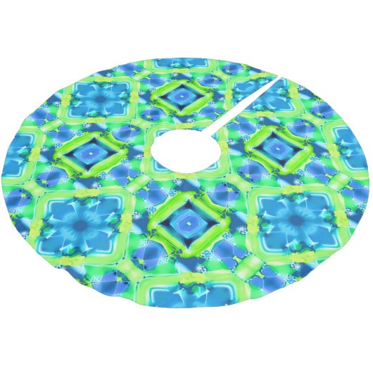 Kobalt Blue en Lime Green Tie Dye Pattern Kerstboom Rok (Gekanteld)