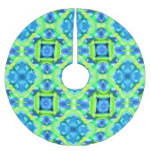 Kobalt Blue en Lime Green Tie Dye Pattern Kerstboom Rok (Voorkant)