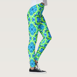 Kobalt Blue en Lime Green Tie Dye Pattern Leggings