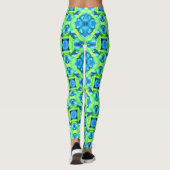 Kobalt Blue en Lime Green Tie Dye Pattern Leggings (Achterkant)