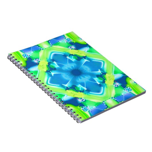 Kobalt Blue en Lime Green Tie Dye Pattern Notitieboek (Rechterzijde)