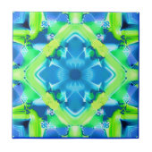 Kobalt Blue en Lime Green Tie Dye Pattern Tegeltje (Voorkant)