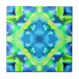 Kobalt Blue en Lime Green Tie Dye Pattern Tegeltje