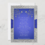 Kobalt Blue en Pewter Heart Monogram Uitnodiging t (Achterkant)